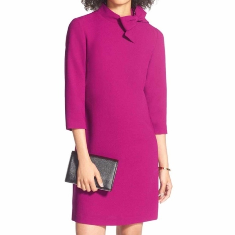 Eliza J Bow Neck Crepe Shift Dress